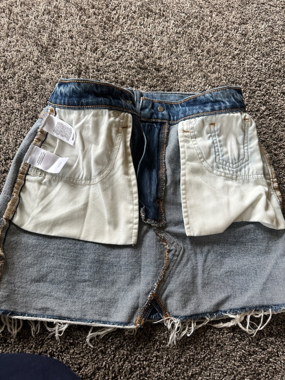 Lucky Brand Denim Frayed Hem Mini Skirt Size 24 Denim Blue Los Angeles Summer - Picture 3 of 7